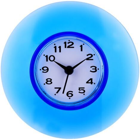 Mini Bathroom Kitchen Mirror Suction Cup Wall Clock Shower Waterproof Quartz Clocks Decoration Blue (1/5)