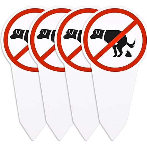 Panneau « Défécation interdite aux chiens » - 4 panneaux - Panneaux « Défécation interdite aux chiens » - Enclos pour chiens - Panneau pour chiens-AquaForge