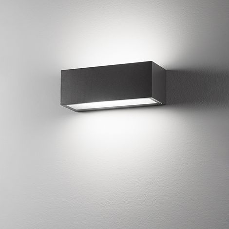 Applique alluminio colore antracite opaco Step 2 luci attacco E27 l.30cm biemissione