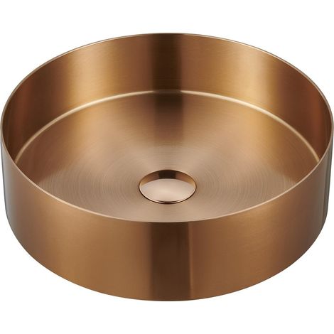Lavabo AURUM en acier inoxydable, dia. 38 cm, drain compris, cuivre mat (1/4)