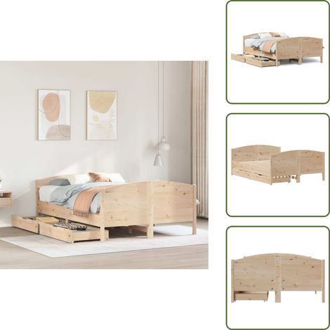 vidaXL Massivholzbett ohne Matratze 120x190 cm Kiefernholz