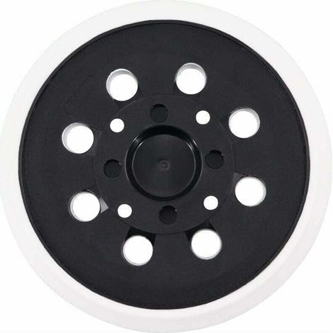 Platorello abrasivo da 125 mm con fissaggio a strappo e 8 fori – Compatibile con Bosch PEX 300/400 AE – Bianco – Aderenza ottimale (1/4)