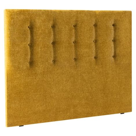 Epeda Prestige tê te de lit rembourrée 160 x 120 cm chenillé ocre capitonné boutons (1/2)