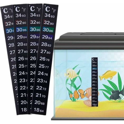 DEESSE SHOP - Thermomètre Bande, 5 PCS Fish Tank Thermomètre Changer la Température de l'eau de Couleur, 2 Lectures de Température, 3 Marques de Couleur pour Réservoir d'Aquarium (1/5)