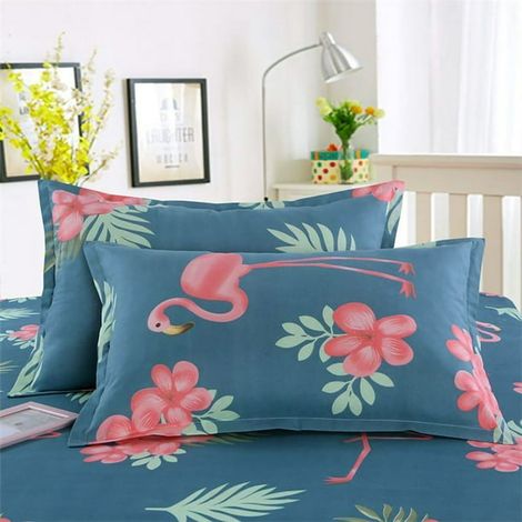 Taie d’oreiller en coton doux et confortable, housse de coussin lavable avec motif flamant rose, linge de lit pour chambre, maison et invités (1/4)