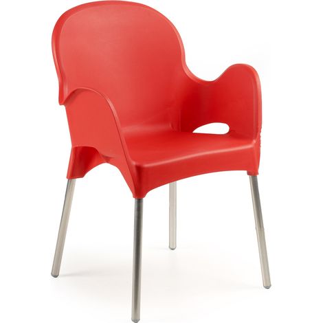 Sedia da Esterno Vashti, una Sedia, Impilabile Made in Italy, Braccioli, Rosso