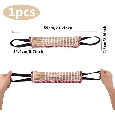 Boudin à Mordre Jouet pour Chien Boudin Chien Jute Bâton de Dressage avec Poignées Traction Tir à Corde Jouets Interactifs pour Chiens Jouet pour Chiens de Petite et Moyenne Taille (1/4)