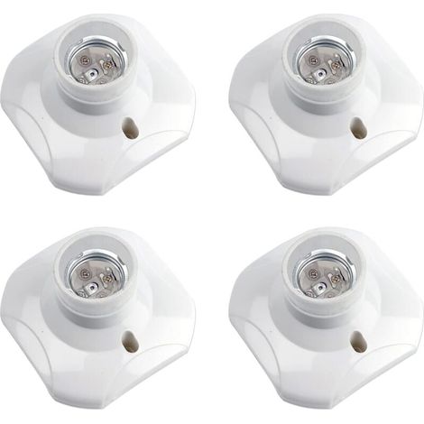 Lot de 4 Douille Plafond E27 à Visser, Douille E27 Garage, AC 220-240V, Support Douille pour Ampoule LED, Base Plafonnier Culot E27, Base de Lampe Plastique Blanche pour Lampe au Mur (1/5)