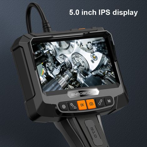 Endoskop, bidirektionale industrielle Endoskopkamera, 5-Zoll-IPS-Bildschirm, wasserdichtes IP67-Rohrendoskop, 8-mm-Inspektionskameras mit LED, 5 m
