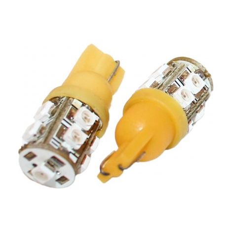Coppia 2 Lampade Led T10 Con 9 Smd 3528 Colore Giallo Yellow 12V 1W