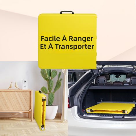 Table pliante portable 125 cm avec poignée, hauteur réglable et capacité 135 kg, pour camping pique-nique et usage intérieur/extérieur, couleur jaune (1/5)