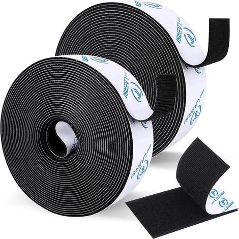 Scratch Double Face Sticker, 9Metre 25 mm Adhesive Tapes, Bandes Auto-agrippantes, Adhesive Gripping Tape with Hooks and Loops(Noir) (1/5)