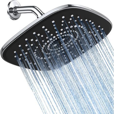 Pommeau de douche à haute pression rectangulaire - Jet d'eau de style pluie à large couverture - Pommeau de douche réglable avec buses anti-obstruction - RainFall pour une sensation apaisante - Chrome (1/5)