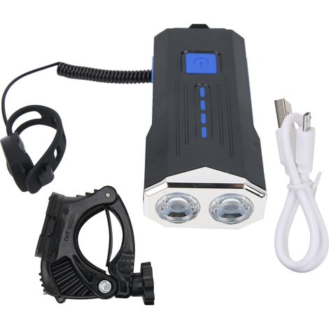 Phare de vélo USB rechargeable, lumière avant étanche avec klaxon pour cyclisme nocturne (1/5)