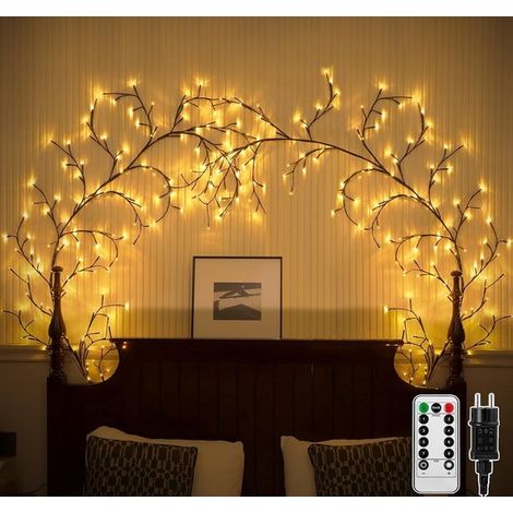 Ramas luminosas para interiores，Juego de 2 ramas de sauce iluminadas，Guirnalda de luces LED de 144 ramas de sauce，Ramas luminosas artificiales (1/5)