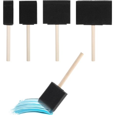 Lot de 4 pinceaux de peinture en mousse, 4 tailles de pinceaux en éponge avec manche en bois, pinceau en mousse, applicateur de peinture doux pour loisirs créatifs, accessoires de peinture (1/5)