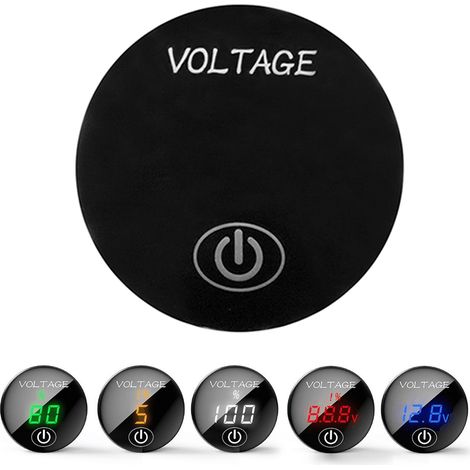 Voltímetro digital universal de 12-24 V CC con panel LED, interruptor táctil de encendido/apagado e indicador de capacidad de la batería para automóviles, motocicletas, SUV, camiones, barcos, cortacés (1/5)