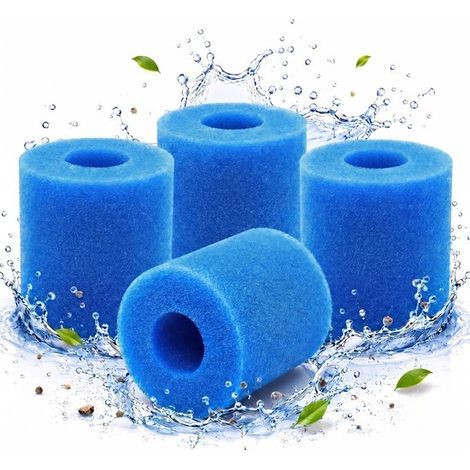 Poolfilterschwamm Typ S1 (11 x 7,3 cm) – 4er-Pack – Blau – Wiederverwendbare Schaumstofffilterkartusche – Für Pools, Spas und Whirlpools (1/5)