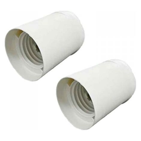 2 Pezzi Portalampade E27, Portalampada in Termoplastico Bianco Cilindro