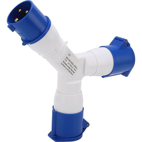 Fiche mâle industrielle IP44 étanche multifonction 1 entrée 2 sorties 3 broches 220‑250V pour chantier (1/5)
