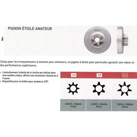 Pignon de tronçonneuse Oregon Power mate 3/8" - 100962X ref 100962X (1/2)