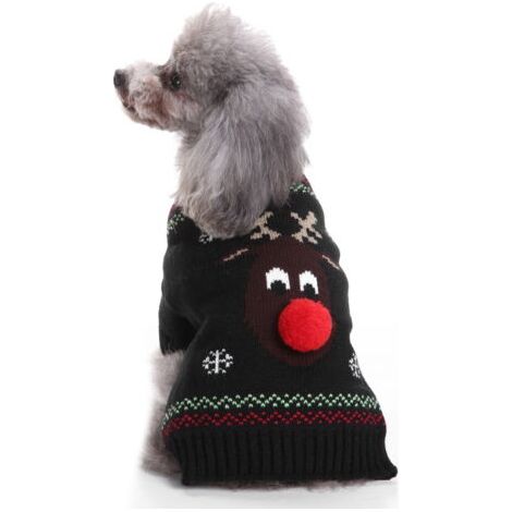 BUNTHAUS Weihnachtspullover für Haustiere – Winterpullover für Hunde, Weihnachtsmuster, gestrickter Wintermantel für kleine bis mittelgroße Hunde, Katzen und Kaninchen, Größe XL