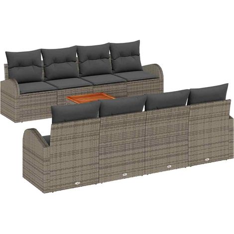 Garden Sofa Set with Storage 9 pcs Grey Poly Rattan vidaXL (1/5)