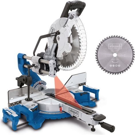 Scheppach Scie à onglet radiale HM305SL – 2000 W - Hauteur & largeur de coupe 340/104 mm - Lame Ø305 mm / 48 dents - Démarrage progressif - Forte capacité - Pour travaux de grandes ampleurs