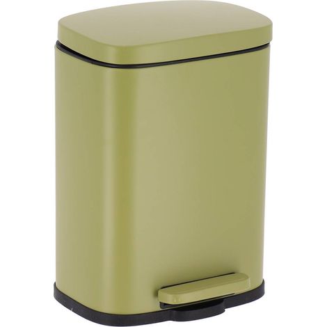 Cestino rettangolare in metallo da 5 l con freno a pedale - verde oliva - Tendance