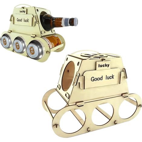 Soporte de madera para cerveza – regalo divertido para hombres – para cerveza/vino – ideal para fiestas, cumpleaños o decoración (1/5)