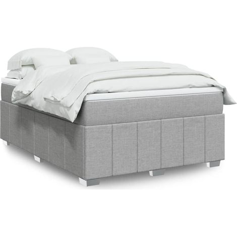 Boxspringbett mit Matratze Hellgrau 160x200 cm Stoff