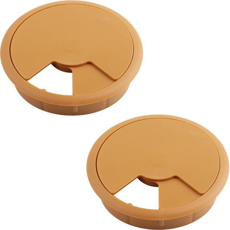 2x Sistema di gestione cavi per scrivania/tavolo, diametro 80 mm, incassato, con spina per cavo computer/schermo, accessorio per mobili, faggio (1/4)