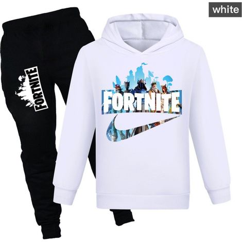 Ensemble de survêtement Fortnite avec sweat à capuche, pull et pantalon, tenue de sport noire taille 9-10 ans, lot de 2 pièces (1/4)