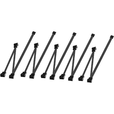 Câble d'extension gainé noir pour ventilateur CPU PWM 4 broches, répartiteur 1 vers 3 voies -- (1/5)