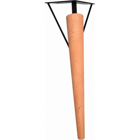 Pied droit pour table haute "CHARLY" en bois d'hêtre verni et acier noir, H 748 mm, D 50 mm (1/2)
