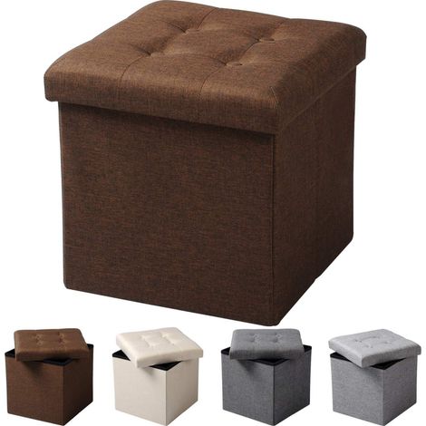 WOLTU Pouf Contenitore Sgabello Pieghevole Poggiapiedi Sedia a Cubo Cassapanca Marrone (1/4)