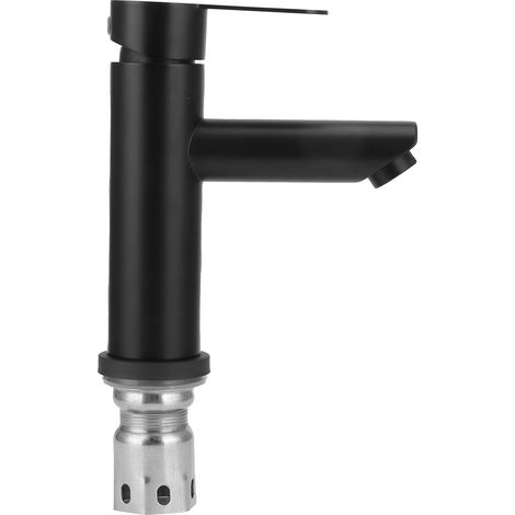 G1/2 Edelstahl-Wasserhahn für Warm- und Kaltwasser, passend für Waschtisch und Waschbecken, schwarz (1/5)
