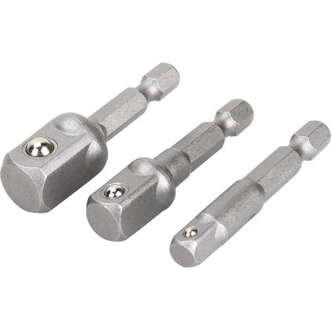 Jeu de 3 adaptateurs de douilles hexagonales pour perceuse/visseuse à choc (entraînement 1/4", 3/8", 1/2") (1/5)