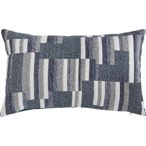 Coussin Déco en Jacquard Chenillé "Calix" 30x50cm Bleu Encre