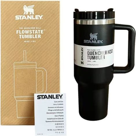 Grande tasse isotherme de 1,2 L en acier inoxydable avec poignée et paille, idéale pour les voyages en voiture (noire).