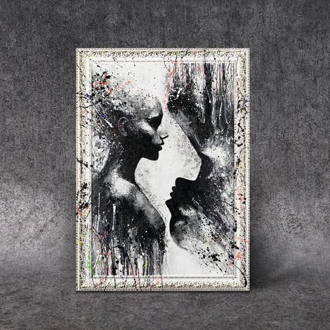 Gemälde Die Grenzen der Intimität Rahmen Weiß 120x80 cm (1/5)
