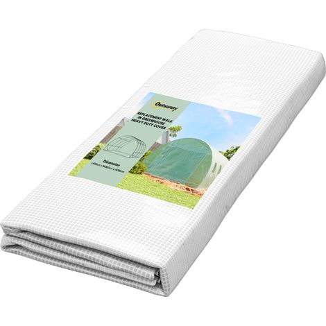 Outsunny 4 x 3 x 2m Polytunnel Greenhouse Replacement Cover ONLY Winter Garden Plant PE Cover for Tunnel Walk-in Greenhouse with Roll-up Windows Door Outdoor, Green (1/5)