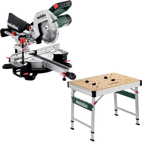Metabo Kapp und Gehrungssäge KGS 216 M inkl. Multifunktionstisch Werkbank MWB100