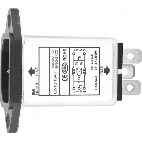 Filtre haute qualité IEC-320 C14 Douille mâle Composants électroniques 10A CW1D-10A T (1/5)