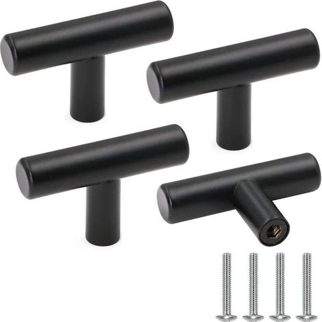 Furniture Knobs, Black Stainless Steel Cabinet Door Handles, Vintage Drawer Knobs with Screws for Home Decor, 4 Pieces (1/5)