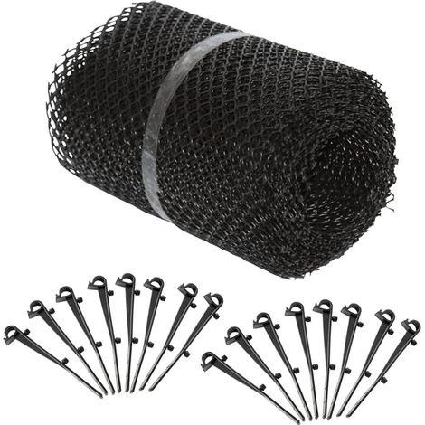 Grillage Gouttière 8m Plastique Noir Anti Feuilles avec 15 Clips Fixation (1/5)