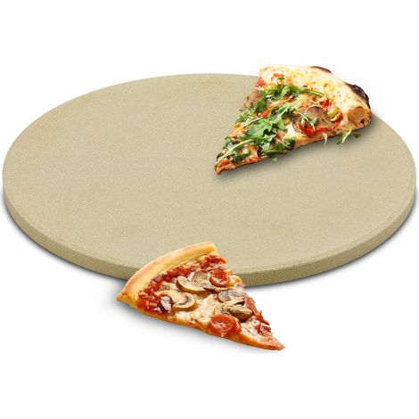 Rösle Schamotte Pizzastein rund beige - 33 cm - Steinplatte lebensmittelecht für Grill und Ofen - Backstein Grillstein Ofenstein hitzebeständig