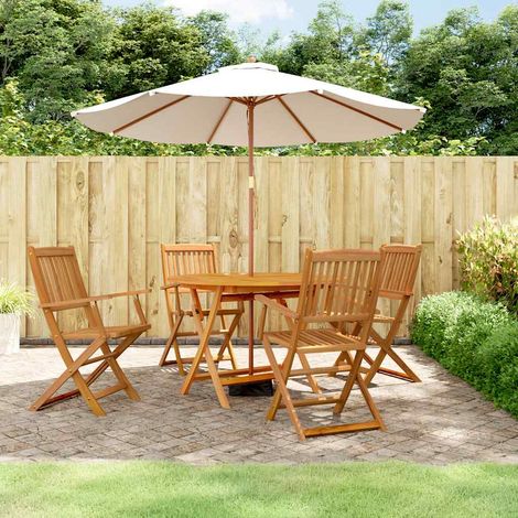 Ensemble repas de jardin 5 pièces en acacia massif pliable, table 110 x 75 cm et 4 chaises - PANGIVO (1/5)