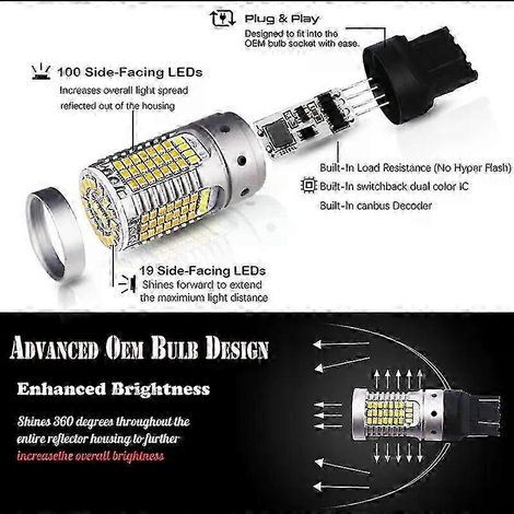 Gilt für No Hyper Flash 21W 7443 LED Canbus 3157 1157 LED Switchback Weiß/Gelb LED-Lampen für Tagfahr-/Blinkerleuchten Edition 0820