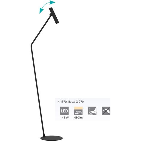 Piantana Moderna Almudaina Acciaio Nero 1 Luce Led Integrato 5W (1/3)